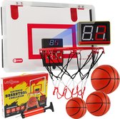 Levlo Goods® Mini Set de Basketbal avec compteur de score - Mini cerceau - Anneau de basket-ball - Planche de basket-ball - Pro- Ring de dunk - Fixation de porte coulissante - Incl. 3 Balles et pompe à balle - Incl. Livre électronique