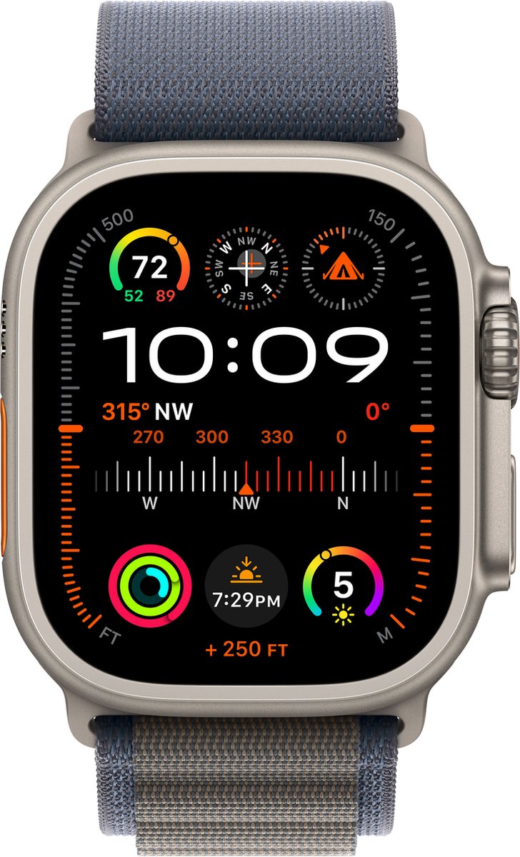Apple Watch Ultra 2 - GPS + Cellular - 49mm - Titanium Case with Blue Alpine Loop - Large