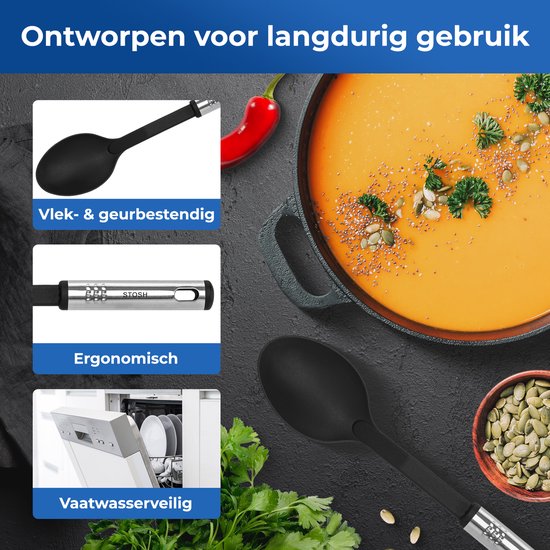 19-delige keukengerei set in off-white/crème – complete siliconen & RVS kookset met messen, spatelset, garde, snijplank en luxe houder – duurzaam & hittebestendig keukengerei – Elara Home