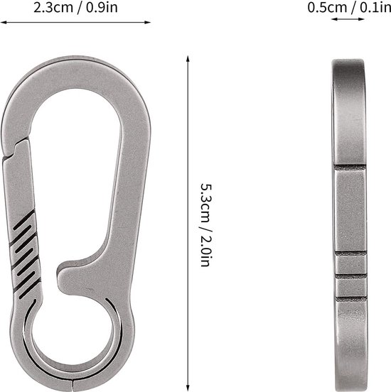 Porte-clés mousqueton en titane pour clés, porte-clés mousqueton
