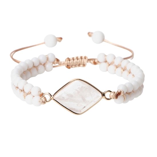 Marama - armband Kreta wit - damesarmband - natuursteen - vegan - verstelbaar