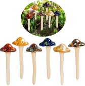 Kleurrijke tuinpaddenstoelen, Fairy Garden paddenstoel keramiek [4 kleuren 6 stuks] tuinpotten decoratie keramiek ornament voor DIY Dollhouse Potting Shed Bloempot Planten Standbeeld (6 stuks)
