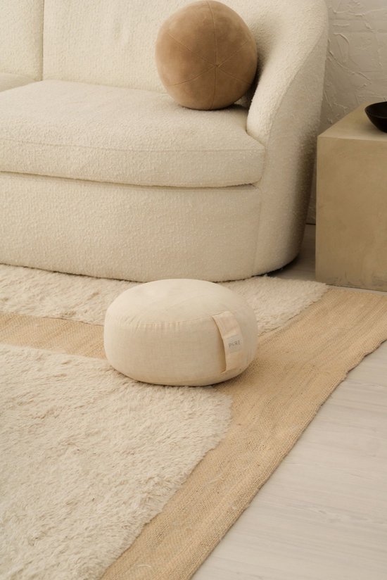 Meditatiekussen eco linnen naturel rond - Pure - Yoga kussen van Pure — afbeelding 3