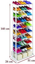 Borvat® | Schoenenrek voor 30 paar schoenen 140 x 51 x 24 cm wit