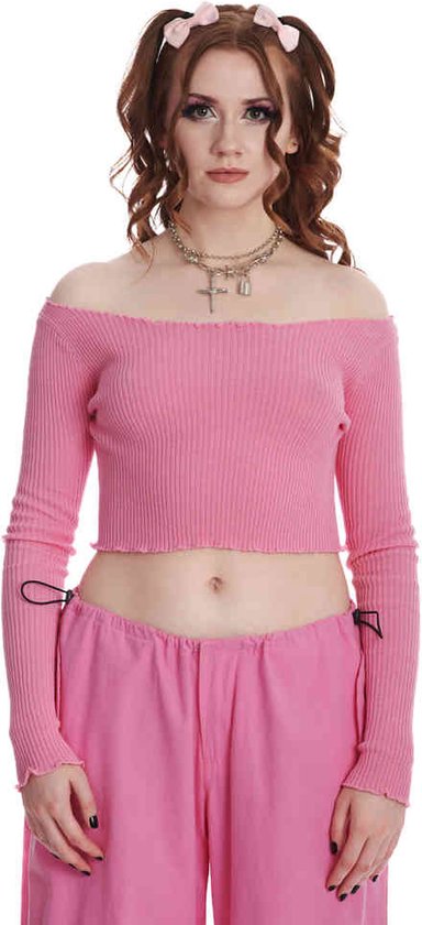 Süßer weicher rosa Off-Shoulder-Pullover im Mädchenstil - Kawaii Fashion Shop | Süße asiatische japanische Harajuku-Kawaii-Modekleidung