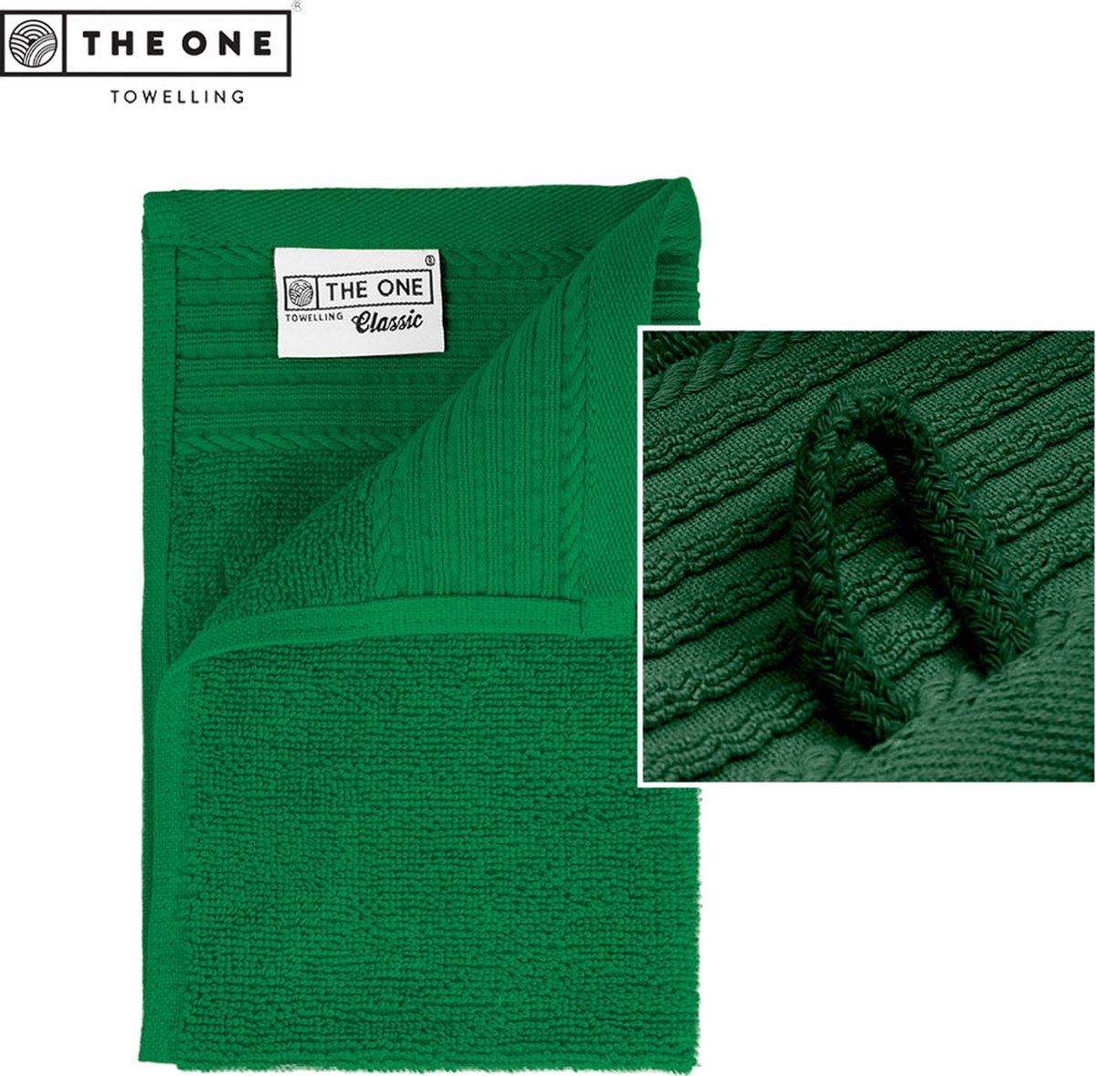 The One Towelling Classic Gastendoek - Kleine handdoek - Hoge vochtopname - 100% Gekamd katoen - 30 x 50 cm- Groen