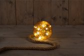 Anna Collection verlichte kerstbal glas -aan touw - D15 cm - 10 leds