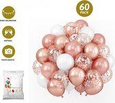 FeestmetJoep® 60 stuks Rose Goud Helium Ballonnen met Lint – Verjaardag Versiering - Decoratie voor jubileum - Verjaardagversiering - Feestartikelen - Trouwfeest - Geslaagd versiering - Vrijgezellenfeest - Geschikt voor Helium en Lucht