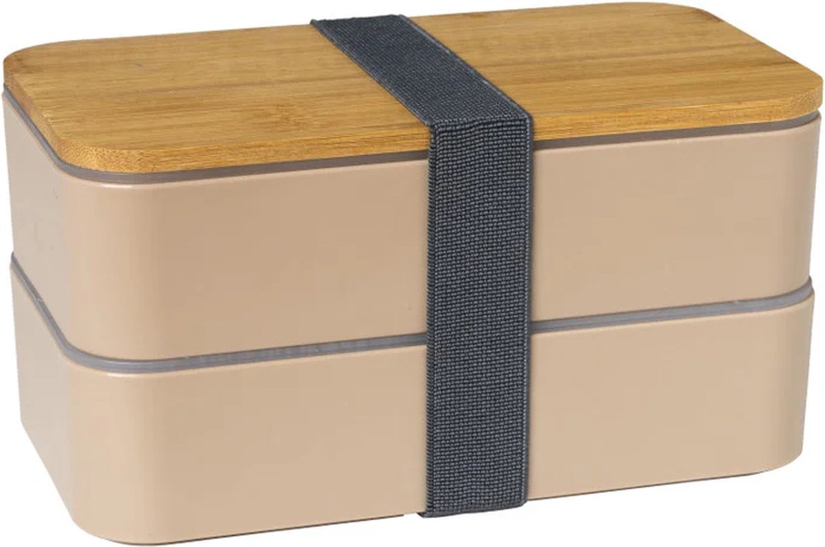 Gepersonaliseerde Lunchbox dubbel met bestek van bamboe - 700ml - Broodtrommel met eigen naam of afbeelding