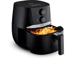 MEDION E20 L Airfryer (heteluchtfriteuse, 3,2 liter frituurmand, ca. 1400 watt, eenvoudige bediening, olievrij frituren, 30 min timer, oververhittingsbescherming, MD10711) zwart
