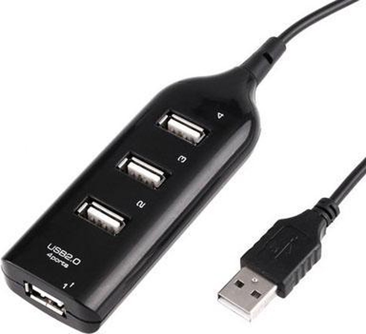 CHPN - Hubje - Hub - USB poort - 4-poorten - USB 2.0 - HUB - 30cm-kabel - Zwart - Universeel