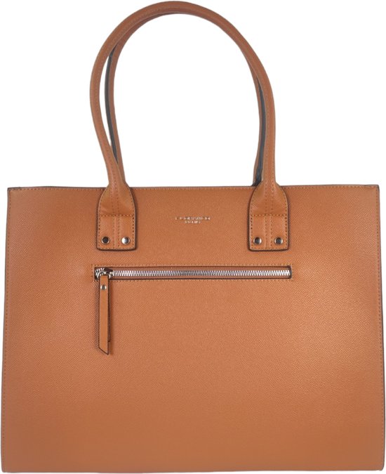 Sac à main Flora & Co Saffiano adapté aux cahiers A4 camel