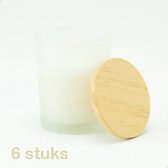 6 pièces bougies parfumées avec couvercle en bois - couleur blanc