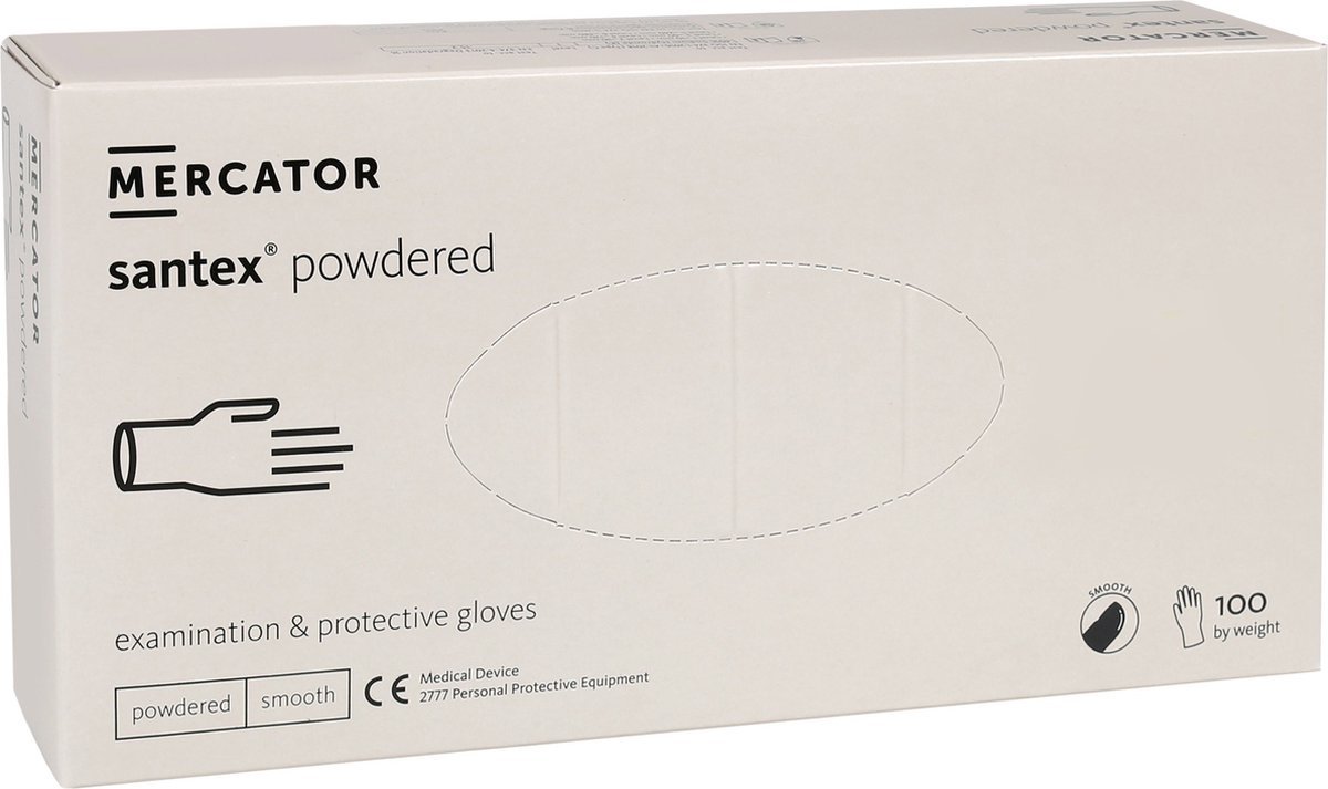 Goedkoopste MERCATOR - Witte gepoederde latex handschoenen 100 stuks / XL