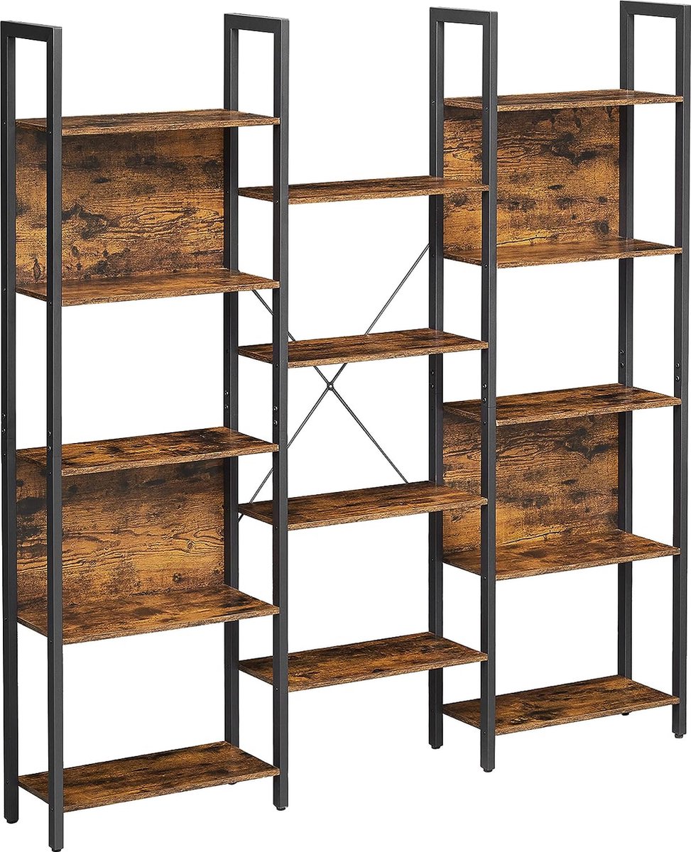 FurnStar Boekenkast met 14 planken - 158x24x166 cm - Bruin