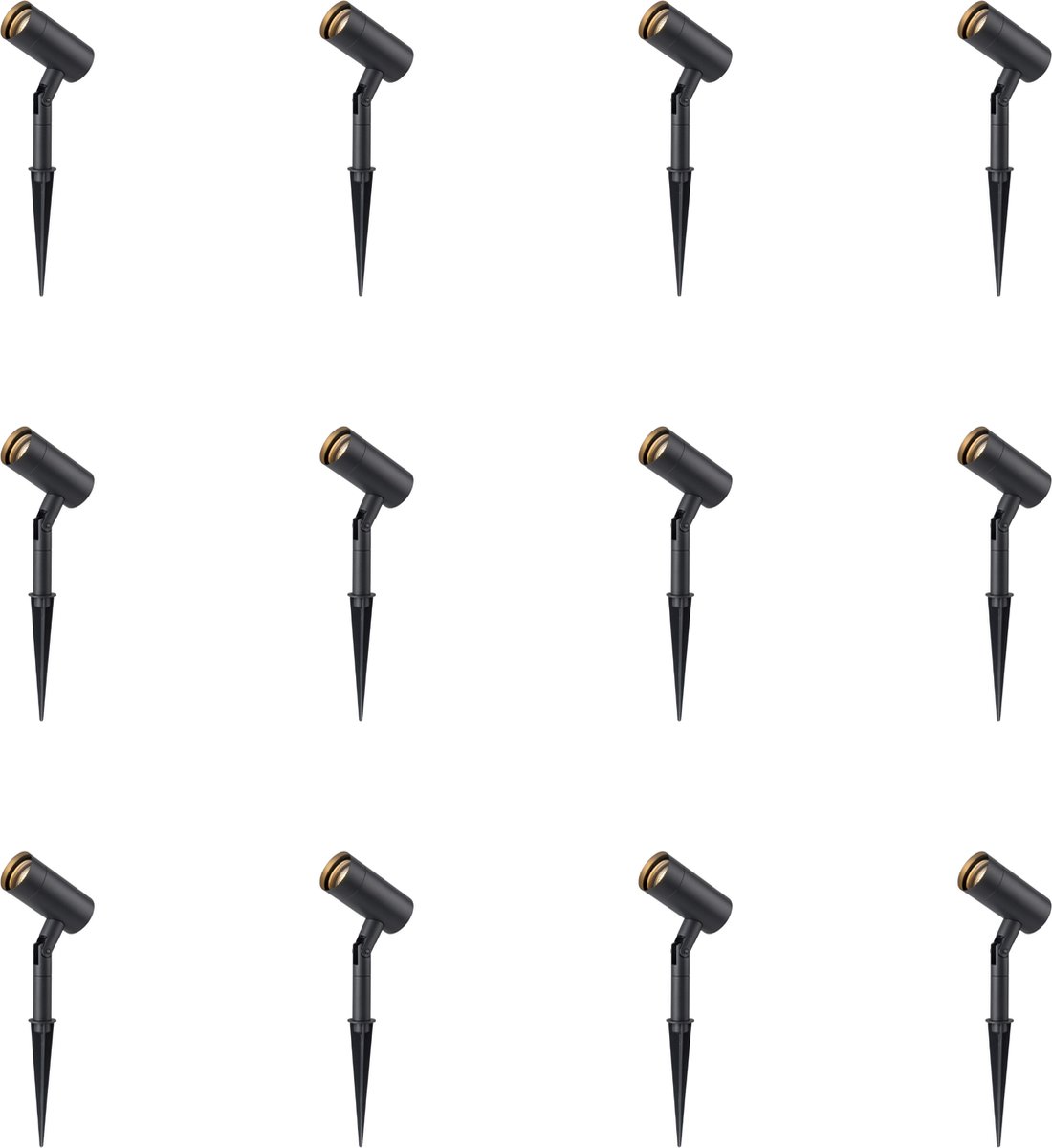 FastFix LED Tuinspots met snoer en stekker - Draaibaar en kantelbaar - 42 cm - Zwart - 12 stuks - Tuinspot - Tuin spots - Garden lights - Prikspot - Prikspots buiten - Gu10