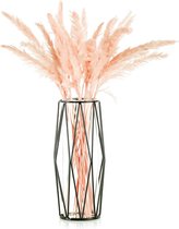 Glazen bloemenvaas voor pampasgras, grote glazen vazen met zwarte geometrische metalen standaard, Scandinavische decoratie, bloemenvaas voor woonkamer, bruiloft, Kerstmis, eettafel, decoratie, 27 cm