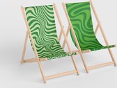 3Motion - Ensemble de chaise de plage - ondulé - ondulé - tendance - pliable - haute qualité - transat - chaise en bois - plage - robuste - pliable - 3 positions