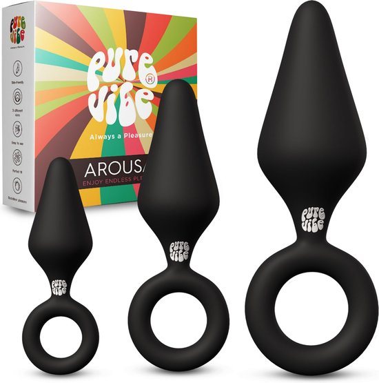 PureVibe® Arousal Buttplug Set voor Mannen en Vrouwen - Buttplugs - Anaal Plug - Erotiek - Sex toys - Femme & Hommes - Zwart
