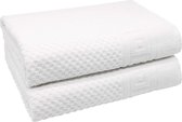 ZOLLNER 2 serviettes de bain avec motif gaufré, 100% coton, 100x150 cm, blanc