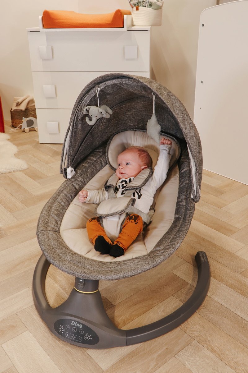 Ding Hugg Swing Babyschommel - Grijs - Draaibare babyswing - Met Muziek en Bluetooth — afbeelding 4