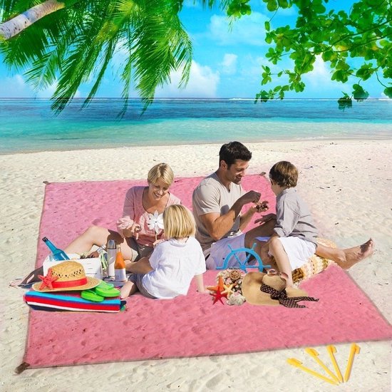 Homezie XXL Anti-zand Strandlaken - 200 x 150 cm - Roze - Strandkleed - Picknickkleed - Anti zand handoek - Strandmat