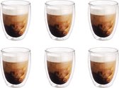 6x Tasses à café / verres à thé à double paroi 250 ml - Cuisine et repas - Barista - Tasses à café / tasses à café - Verres à double paroi