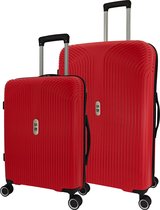 SB Travelbags 2 delige bagage kofferset 4 dubbele wielen trolley - Rood - 75cm/55cm - TSA slot