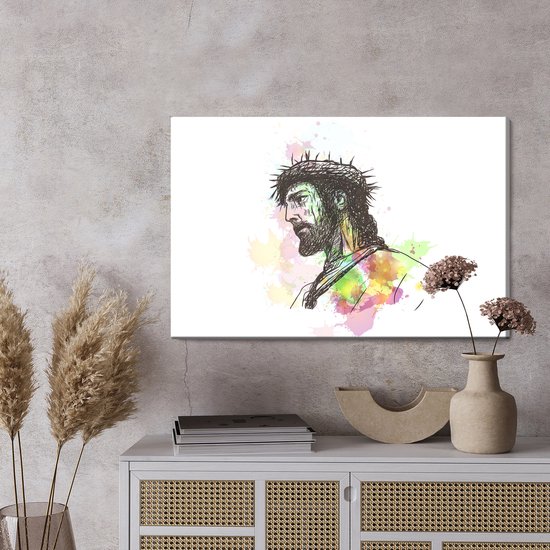 Painting King - Peinture sur toile Jésus peinte à l'aquarelle - 120 x 80 cm