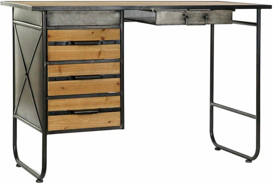 Bureau en MDF naturel et métal coloris noir - Longueur 120 x