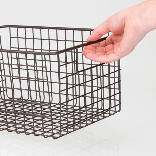 mDesign draadmand – multifunctionele metalen mand met verstelbare handgrepen – stapelbare opbergmand voor badkamer, keuken en slaapkamer – set van 6 – donkergrijs