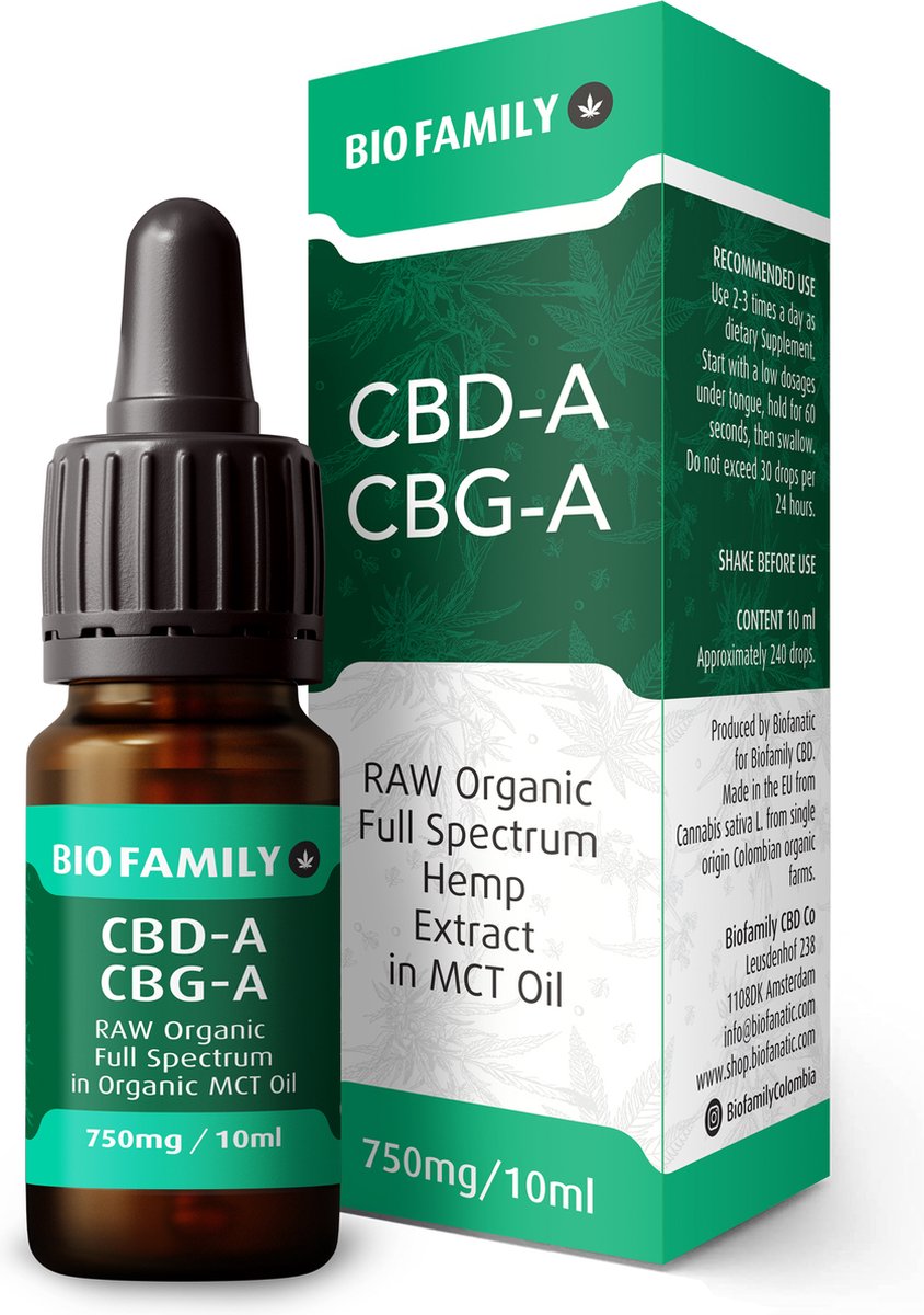 Goedkoopste Bio Family Organic 7,5 - 750mg CBG-A & CBD-A Raw Complete Full Spectrum Extract