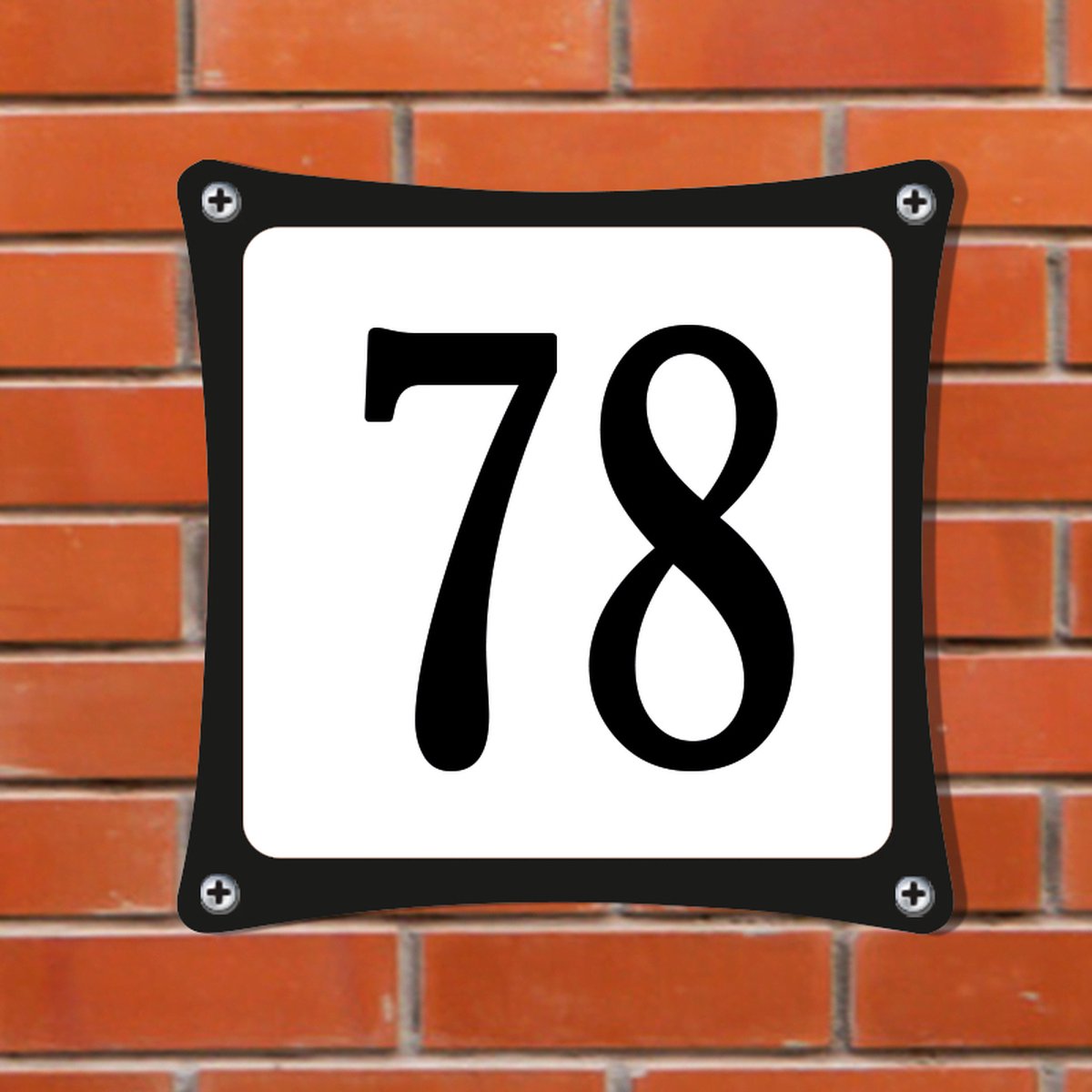 Decoporta Huisnummerbord Emaille-Look - Nummer 78 - Standaard - 10 x 10 cm | incl. schroeven