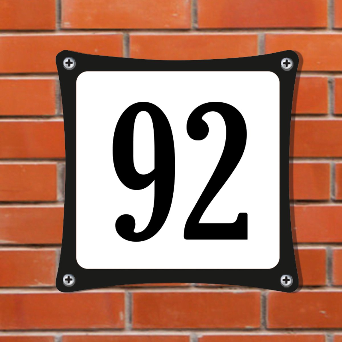 Decoporta Huisnummerbord Emaille-Look - Nummer 92 - Standaard - 10 x 10 cm | incl. schroeven