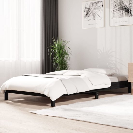 vidaXL - Bed - stapelbaar - 90x190 - cm - massief - grenenhout - zwart