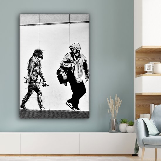 Peinture sur toile - Photo sur toile - Évolution - Illustration - Zwart - Wit - Humain - Décoration murale - 80x120 cm - Toile