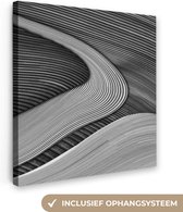 Canvas schilderij - Strepen - Design - Zwart - Wit - Foto op canvas - Canvas doek - 20x20 cm - Canvas zwart wit