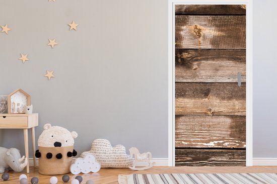 Sticker de porte Vintage - Bois - Planches - Marron - 85x205 cm - Poster de porte
