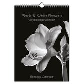 Calendrier d'anniversaire de fleurs noires et White