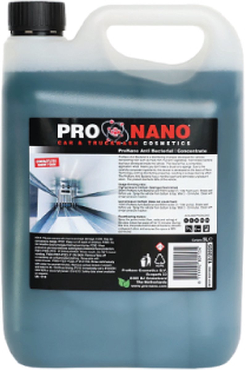 ProNano | Pro Nano Anti Bacterial 5L | Concentraat | CONTACTLOOS WASSEN! NANO TECHNOLOGIE | voor het reinigen van voertuigen die voedingsmiddelen vervoeren, zoals: vlees, vis, fruit en groente. Het elimineert de bacteriën