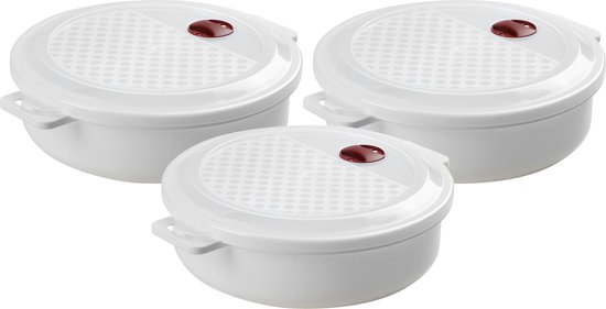 Urban Living Bol pour micro-ondes avec couvercle/valve - 3x - 2 litres - plastique