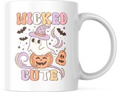 Halloween Mok met tekst: Wicked Cute | Halloween Decoratie | Grappige Cadeaus | Grappige mok | Koffiemok | Koffiebeker | Theemok | Theebeker