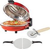Bol.com Petra pizza oven met keramische pizzasteen 30cm - Incl 2 pizzascheppen en pizzasnijder - 5 warmtestanden - Rood aanbieding