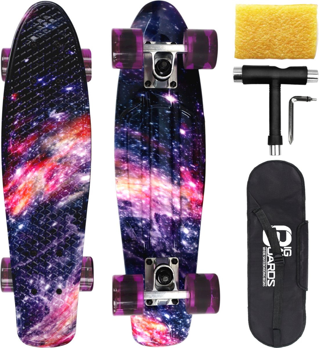 Big Bang Boards Mini Cruiser - LED-Wielen - Skateboard - Meisjes - Jongens - Penny Board - Deep Sky