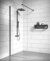 Badplaats Douchewand Florida 50 x 200 cm - Gun Metal – Inloopdouche 8 mm Veiligheidsglas