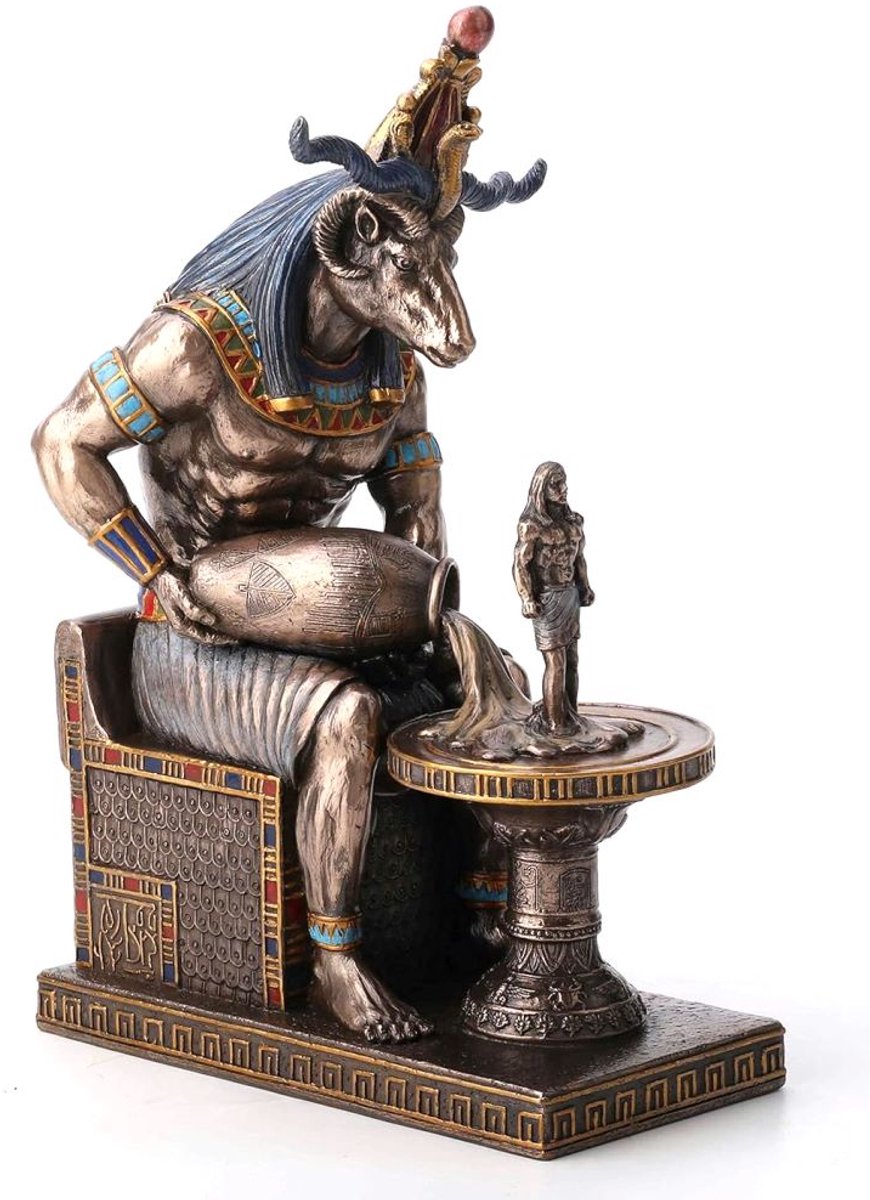 Veronese Design beeld/figuur - Chnoem (Khnum) Egyptische God van Voortplanting - (hxbxd) ca. 22cm x15cm x 9cm