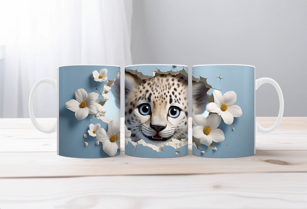 3D koffiemok Cheetah Mug Wrap