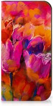 Hoesje met Tekst Geschikt voor iPhone 15 Pro Smart Cover Tulips