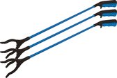 Silverline Afvalgrijper/grijptang - 3x - blauw - 80 cm - glasvezel/kunststof - grip kaak