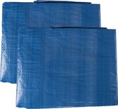 Silverline Afdekzeil/dekzeil - 2x - blauw - waterdicht - UV bestendig - kunststof 65 gr/m2 - 180 x 240 cm